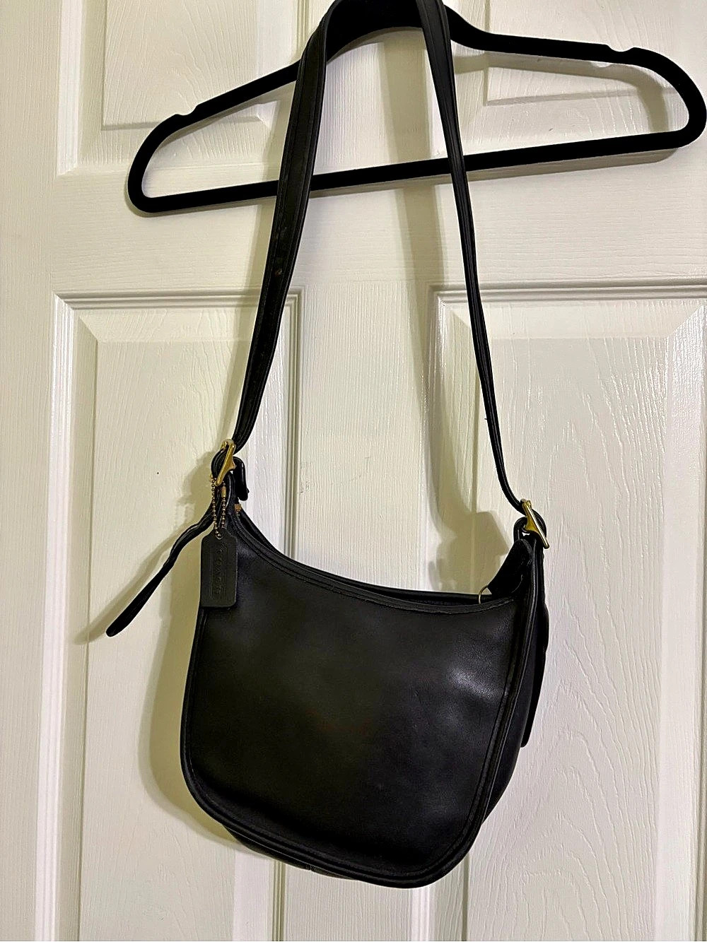 Coach Vintage Black Leather Shoulder Bag 9950 Janice